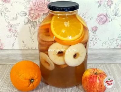 компот из апельсинов и яблок на зиму